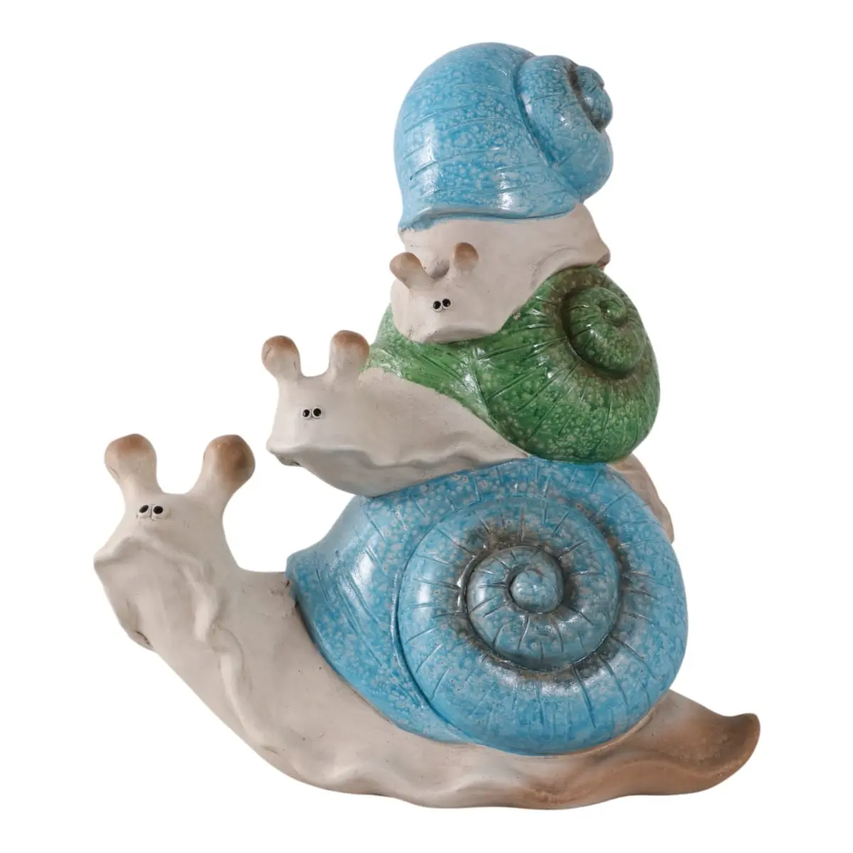 212 MAIN Snail Design Resin Statue - 15x14 in. Stacked Snails with Ivory and Multicolor Shells, Ivory Base, Indoor Home Decor Figurine, Decorative Art Sculpture, Ivory And Multicolor Shells Sculpture