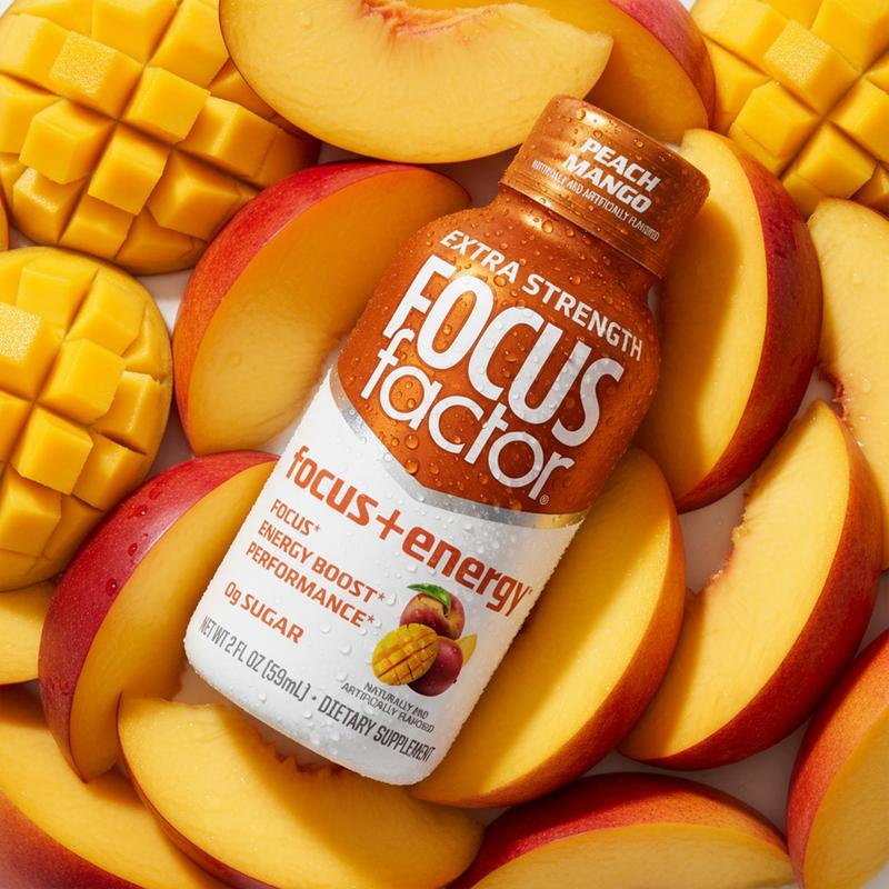 Focus Factor Focus + Energy Shots Extra Strength – Fast Focus, Intense Energy, Performance Support – Pack of 12 – 200mg Caffeine, Nootropics & B-Vitamins