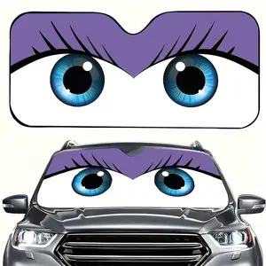 Creative Cartoon Eyes Car Sunshade, UV Protection, Foldable, Polyester, Fits RV and Suv, Front Windshield Protector, All Seasons