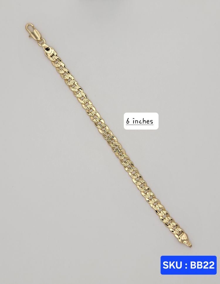 Bracelet Cuban Link Style Laminated-Gold 6 Inches 6 Millimeters for Babies & Small Kids Size Jewelry Accessory