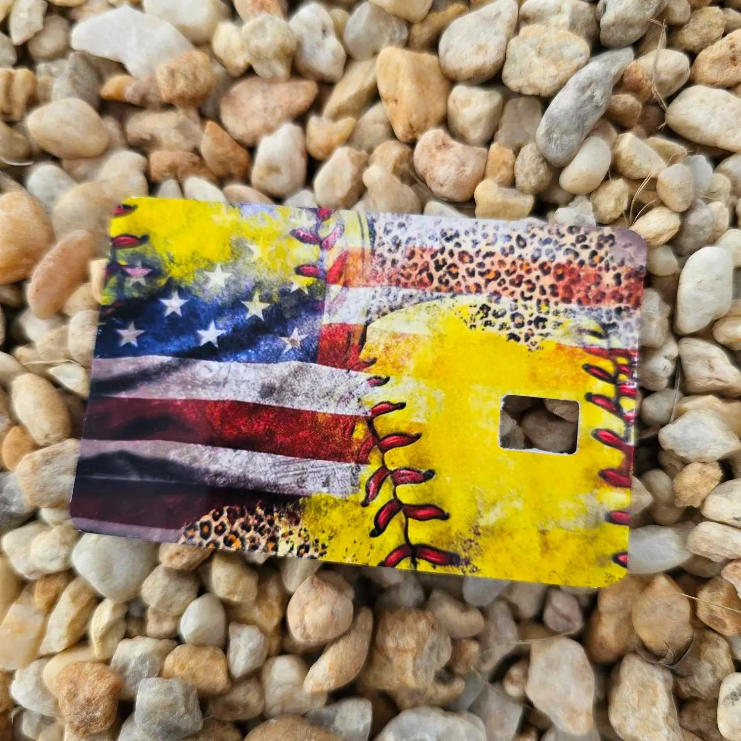 American Flag Softball Wrap Stickers - Rugged Patriotic, Waterproof, Limited Edition, Standard Size Office Stationery Accessories for Anime Fans, Cartoon Character-Based, Protects Cards, Enables Personalized Expression, Limited Edition Designs