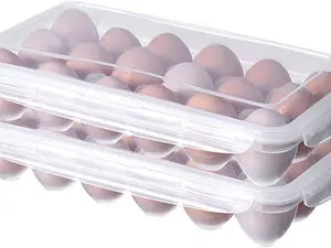 2 pack Clear Plastic Egg Storage Container with 18 Slots each for Fresh Eggs - Durable and Space-Saving Design for Kitchen Organization