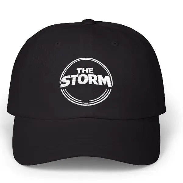 THE STORM 3D Logo Cotton Dad Cap - White, Casual Adjustable Baseball Cap, Visor Hat with Buckle, Everyday, Adjustable Strap