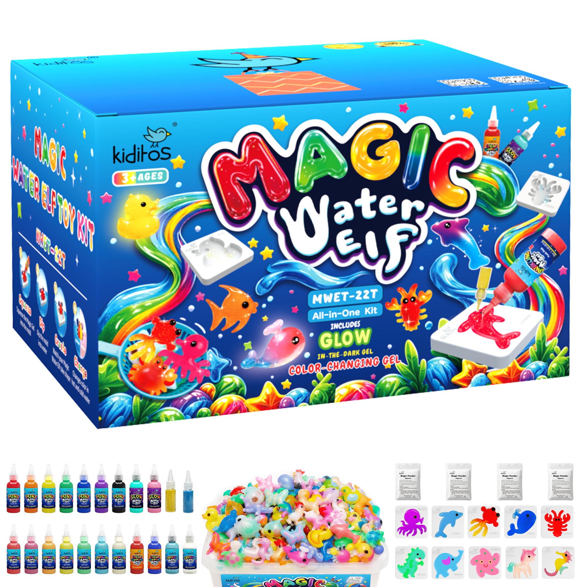 Kiditos Magic Water Elf Toy Kit with Magic Gels, Molds - Imaginative Play, Birthday Gifts, Party Favors, and Family-Friendly DIY STEM Projects for Kids