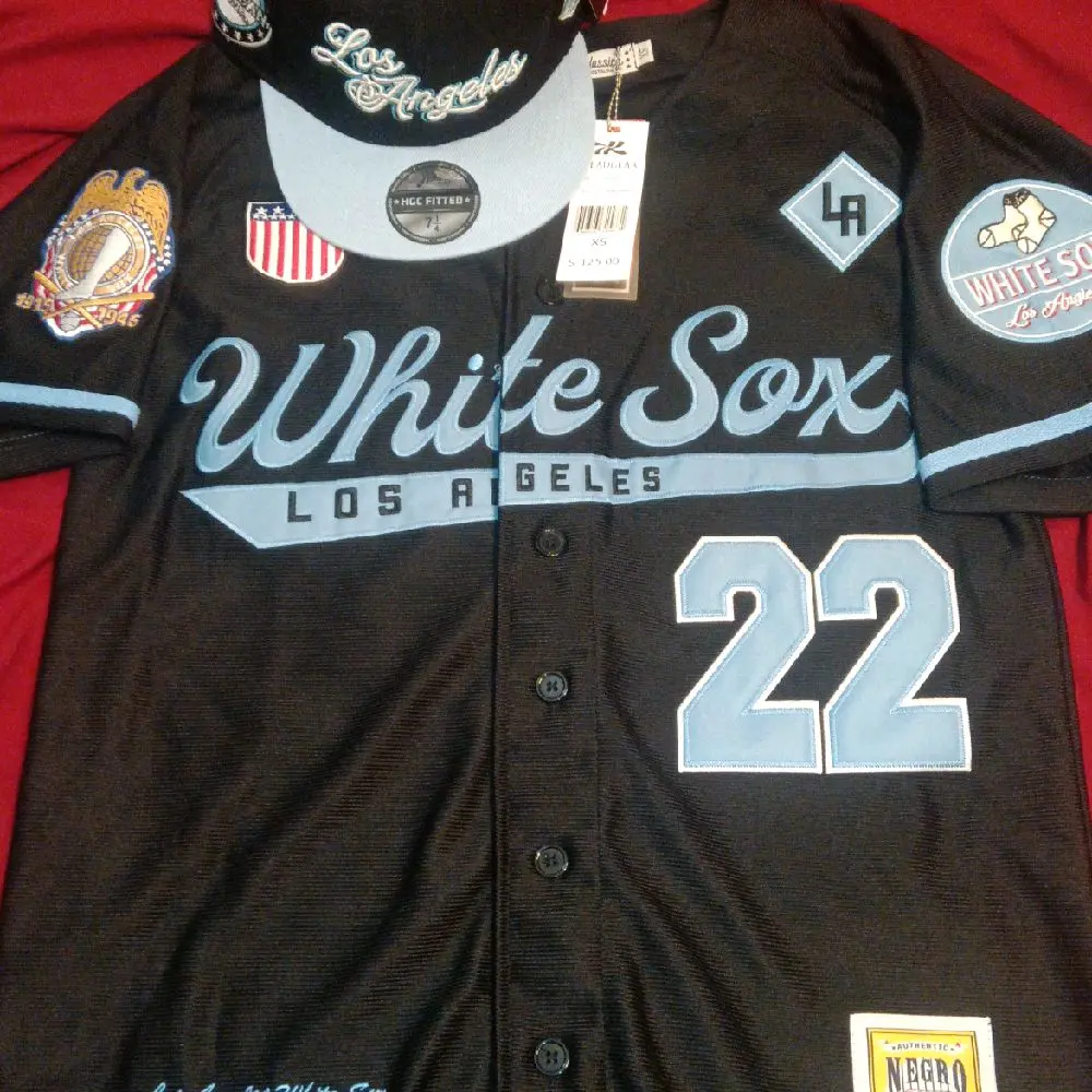 Negro League Apparel Jersey (Size XS) with Sports Collectible Fitted Hat (Size 7-1/4)