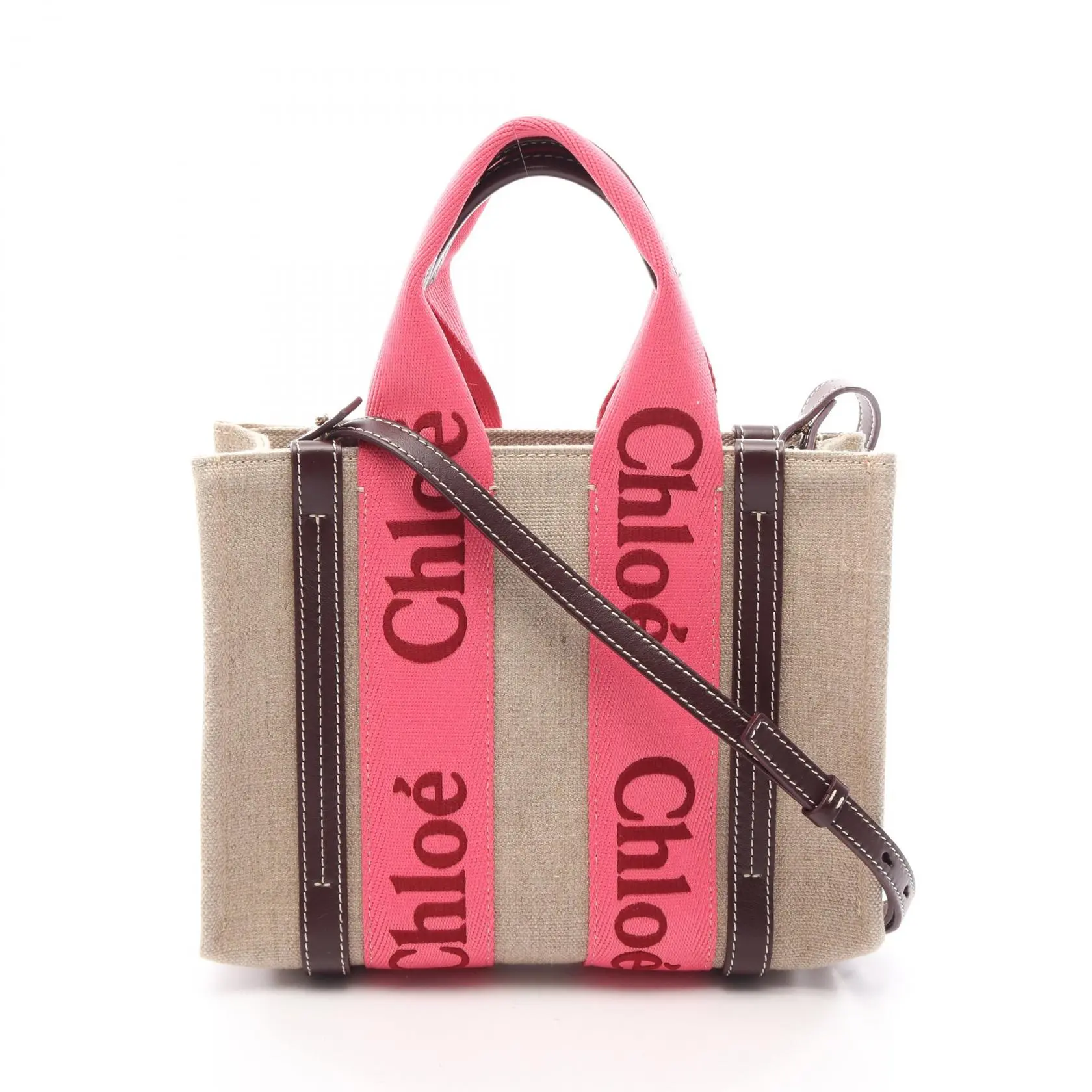 Pre-owned Chloé Canvas Tote Bags Chloe WOODY Small 2way tote bag