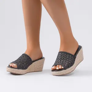 Luoika Women's Wide Width Wedge Slides Sandals, Slip on Plateform Wedge Pump Heel Casual Summer Sandals for Women.