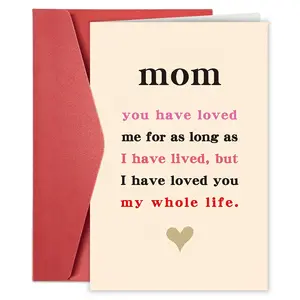 1PC Unique Mother's Day Card, Greeting Card, Positive Message Card, Birthday Card for Mother from Daughter Son, Special Mothers Day Gift Cards, Thank You Mom