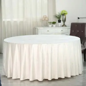 Premium Velvet Round Tablecloth 120" Ivory - Seamless Soft & Reusable Table Cover