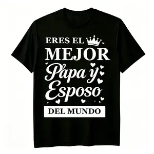 Camiseta de Algodón 100% Regalo Día del Padre Camiseta para Papá y Esposo Manga Corta Ropa Casual Hombre Mujer