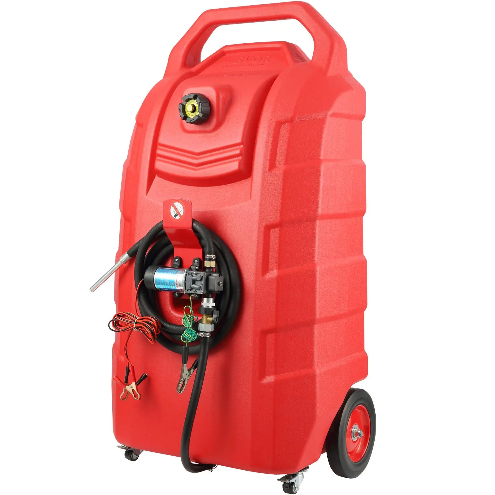 【Super Brand Day】VEVOR Fuel Caddy, Summervibes, 32 Gallon, Portable Fuel Storage Tank On-Wheels, with 12V DC Transfer Pump, Gasoline Diesel Fuel Container with 8.2 ft Hose, Flow Rate 7L/min, for Trucks, Boats, Lawn Mowers,DEALS FOR YOU