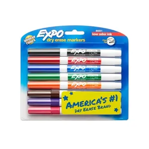 Expo Fine Tip Dry Erase Markers, Assorted Colors, 8 Pack