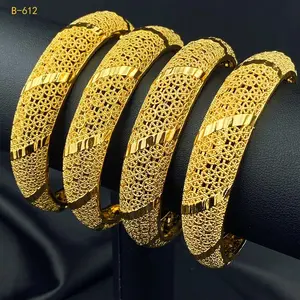 ANIID African Gold Plated Bangles For Women Arabic Luxury Charm Bracelet 2024 New Cuff Bangles Nigerian Wedding  Jewelry Gifts