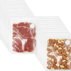 10/20 large-sized food vacuum sealing bags with exhaust valves, suitable for compact vacuum sealers and reusable boiled water bags (with 2 sealing clips, size 26*34 cm)