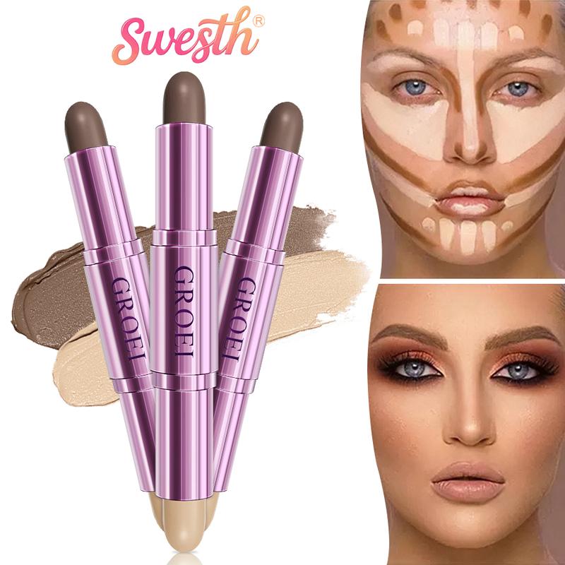 SWESTH High Highlighter Stick & Contour Duo - Dual-Ended Highlighter Liquid & Contouring Liquid for Face Shaping, Makeup, Cosmetic, Bronzer, Long-Lasting, for All Skin Tones, Multicolor, Summer Turn-up, 10g - Flawless