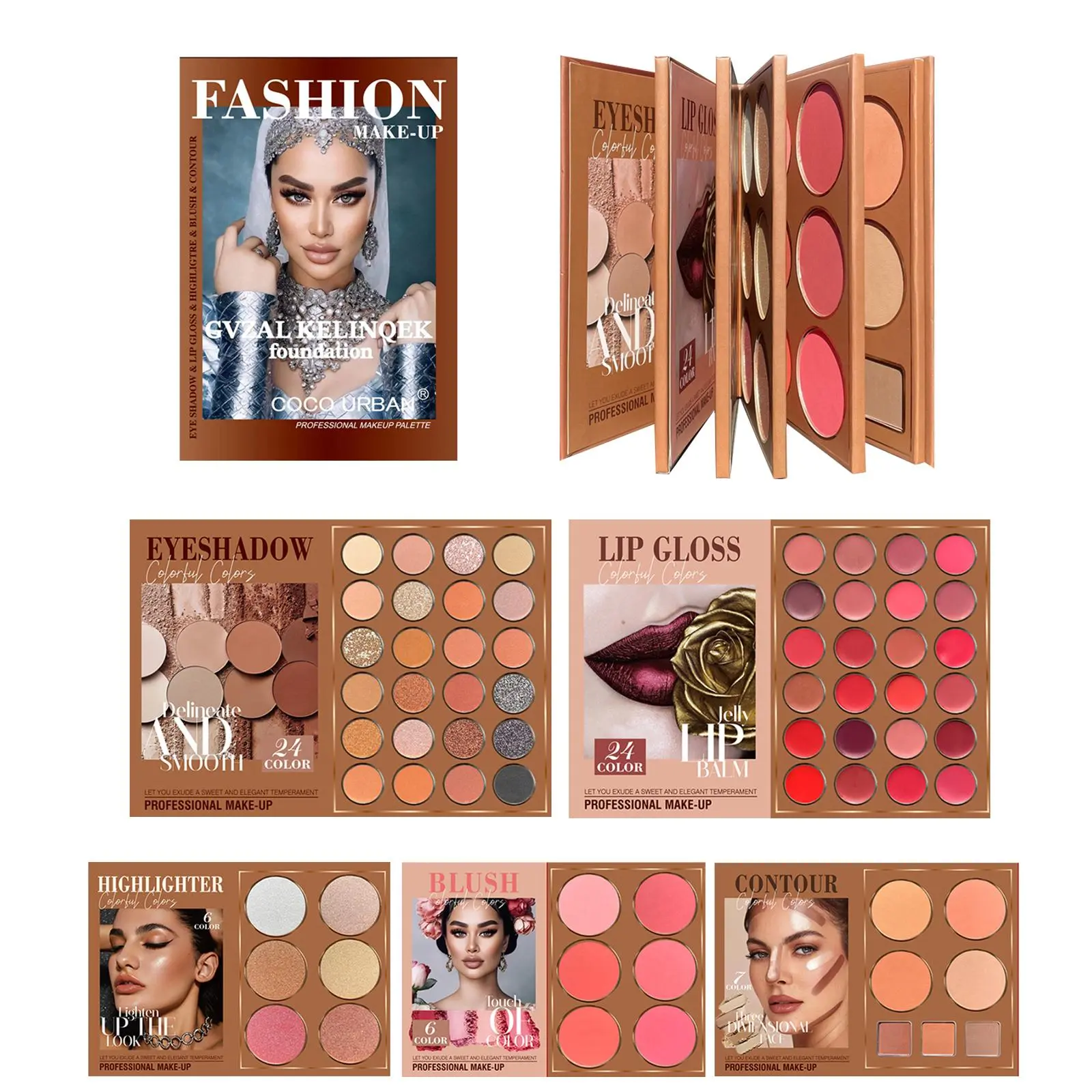 Coco Urban Fashion All-In-One Professional Makeup Palette 2055/67Color - Vibrant Eyeshadows, Lip Glosses, Highlighters, Blush, Contour - TikTok Creators & Beauty Set