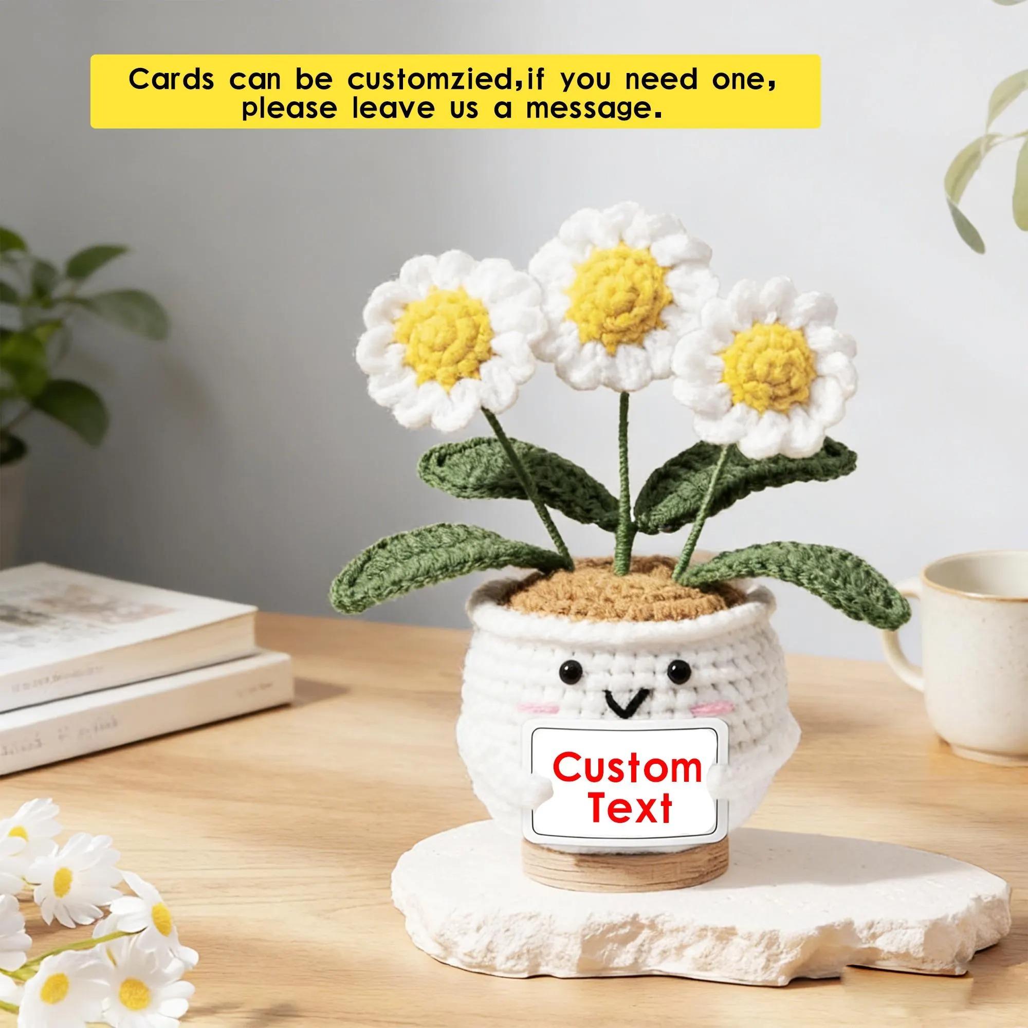 Handmade Crochet Daisy Potted Plant,Emotional Support Positive Flower,Cute Desk Decor,Gift for Mother's Day,Teachers & Graduates,Thank you