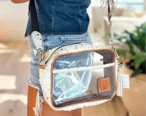 Peyton Clear Cowhide Concert Crossbody Purse