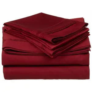 Egyptian Cotton 650 Thread Count Solid Sheet Set Olympic Queen-Burgundy