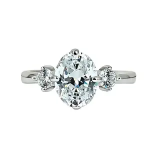 #40 (Oval 2CT) 925 Sterling Silver Synthetic Moissanite Ring