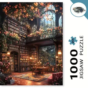 S&H S&H 300/500/1000 Piece Wooden Puzzle with Book and Wildflower Design - Scratch-Resistant and Waterproof, Advanced Skill Level, Suitable for Adults, Family Entertainment, DIY Home Decoration, and Brain-Challenging Gift Idea, Adult Puzzle