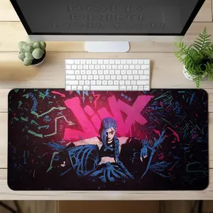 Anime girl Jinx Desk Mat, gaming mouse mat, Keyboard Laptop Gaming Waifu Desk Pad,  Anime mousepad large, XXL extended deskpad