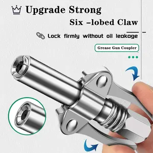 Heavy Duty Stainless Steel Grease Gun Coupler 2 Pack, 10000 PSI Quick Release Locking Grease Coupler, Leak Proof Double Handle Grease Gun Tip Compatible with 1/8" NPT Grease Guns