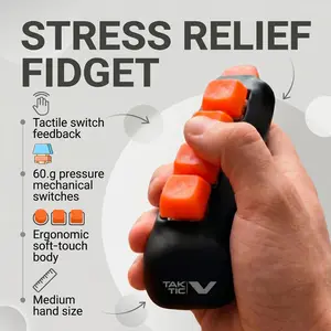 TAK-TIC V Ergonomic 5-Key tactile feels Mechanical Clicker Fidget Toy for stress relief, Soft-Touch Handheld Clicker