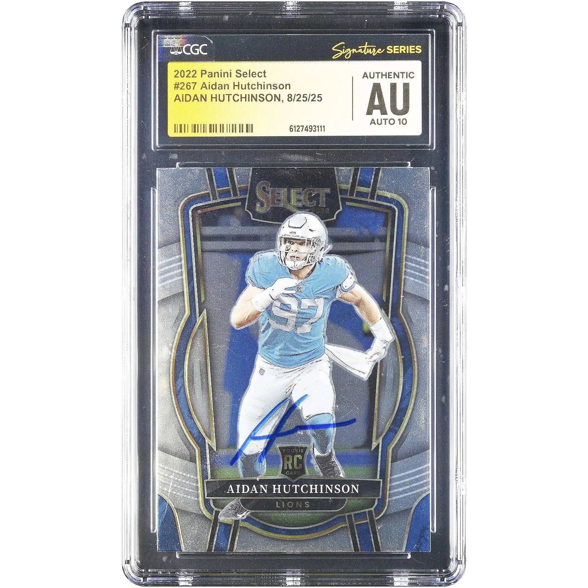 Aidan Hutchinson Detroit Lions Autographed 2022 Panini Select #267 CGC Authenticated Auto 10 Rookie Card - Fanatics Authentic Certified