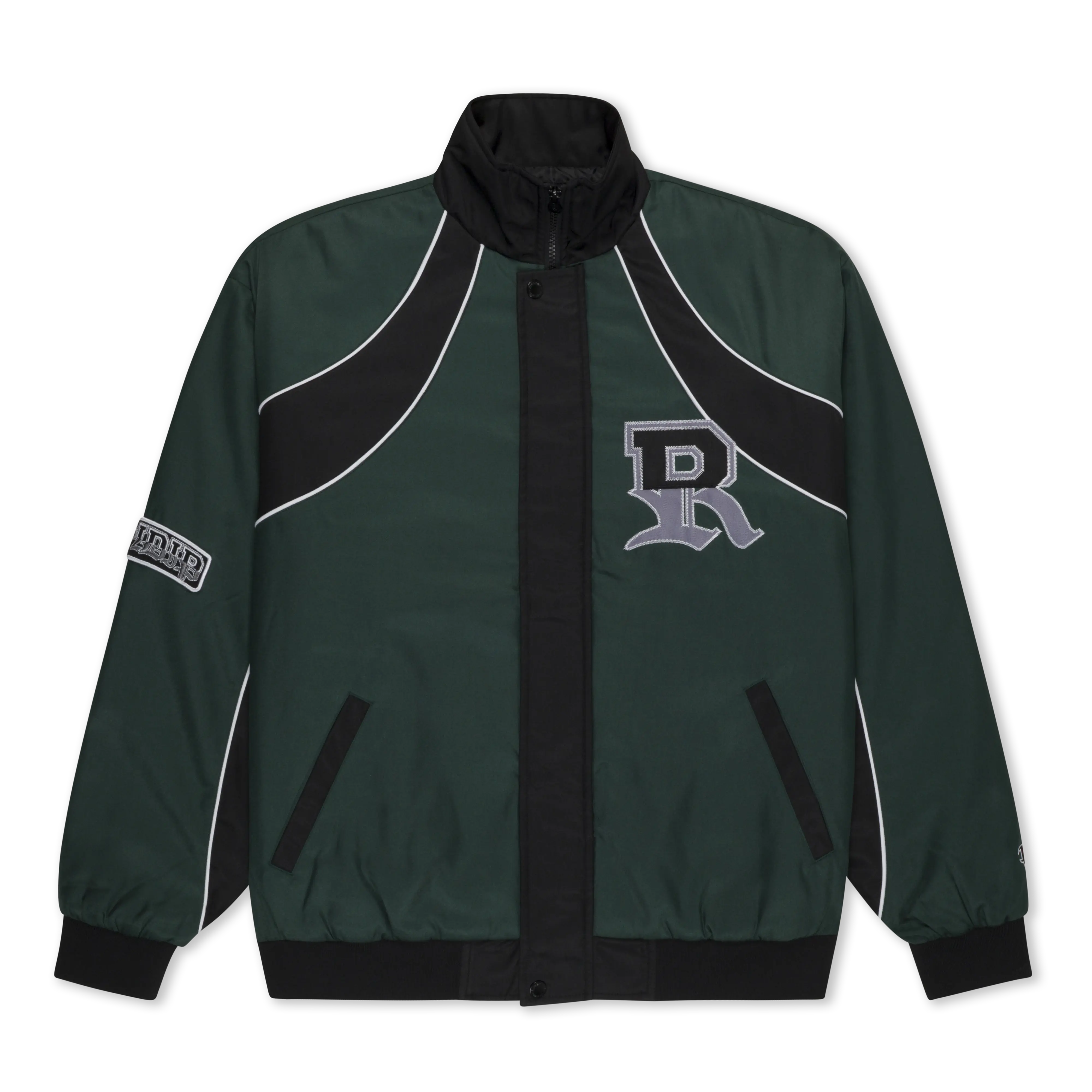 RIPNDIP Athletics Zip Up Race Jacket, Jackets Zip Up, Sports Outerwear (Hunter Green-Black)