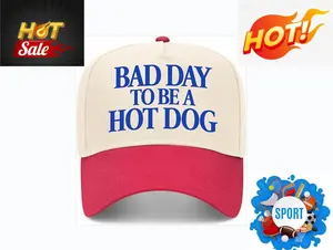 Bad Day to Be A Hot Dog V2 Vintage Trucker Hat | Premium Snapback Baseball Hat for Men & Women Lightweight Fast-Drying Sports Hat