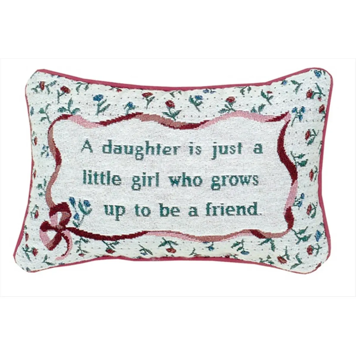 212 MAIN Daughter Tapestry Pillow - Cotton Seat Cushion, Sentimental Quote, Dye-Sublimate Jacquard Weave, Poly-Cotton Blend, Recycled Fill, 12.5x8.5 in Outdoor Sofa Furniture Decor