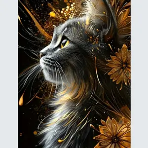 5D Diamond Painting Kit, Adorable Cat Theme, Creative DIY, Complete Round Drill Art Set, Detailed Artwork, 30x40 Cm, Perfect Beginner & Hobbyist Gift, Wall Decor
