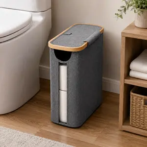 Toilet Paper Storage for 12 Rolls, Stackable & Foldable - The Ultimate Bathroom Organizer - Single-Piece Water-Resistant Basket​ - Elegant Toilet Paper Storage Holder