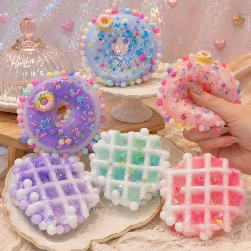 3pcs Waffle Donut Taba Squishy Toys Set, Cute Dessert Stress Relief Squishies, Soft Pressable Fidget Toys, Bakery Style Squeeze Toys, EDC Desk Relaxing Toy, Sensory Squish Set, Party Favor, Birthday Gift, Classroom Reward