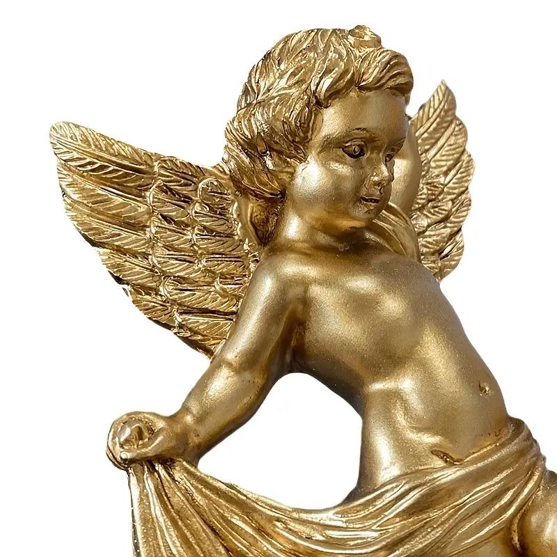 2pcs Vintage Golden Angel Statue Wall Decor,Golden Wall Decor Sculptures - Wall Art Decoration - Perfect for Living Room, Hallway And Entryway, Ideal for Elegant Home Decor, Hooks on The Back for Easy Installation, Room Decor