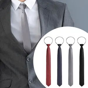 4 Pieces Zipper Ties for Men Pre-tied Adjustable Men's Neckties Zip on Tie for Zipper Skinny Necktie Clip on Slim Tie