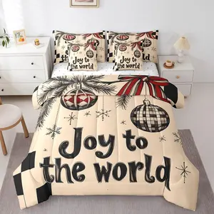 Merry Christmas Comforter Set,7 Pieces,Xmas Snowflake Comforter,Christmas Light Bed in a Bag with Comforter,Sheets,Pillowcases & Shams