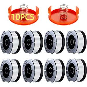 10 Pack Weed Eater String Compatible with , AF-100 0.065" Weed Wacker String Refill 240ft Automatic Feed String Trimmer Replacement Spool Line for Black&Decker(8 Spool+2 Cap+2 Spring)
