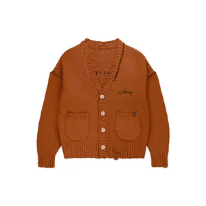 POP MART Hirono Living Wild-Shelter Earthenware Distressed Cardigan