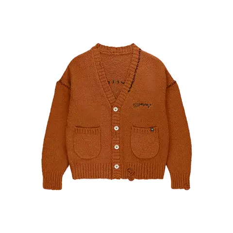 POP MART Hirono Living Wild-Shelter Earthenware Distressed Cardigan,summerwins clothes