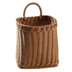 Kitchen Storage Basket with Handle Woven Hanging Baskets for Living Room Fruit Sundries Organizer Hand-Woven Baskets-L US