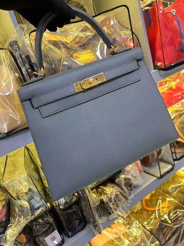 Pre-owned Hermes Epsom Leather Shoulder Bags Kelly 28 61 Vert Amande Green D Stamp 2019 Full Set