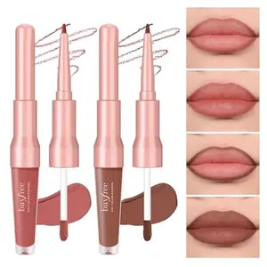 bayfree 2 PCS Lip Liner and Lip Stain Combo Set, High Pigmented Long Lasting Velvet Lip Tint, Well-Defined Lipliner, Weightless Waterproof Not Animal Tested, Matte Finish Makeup