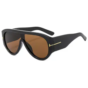 Retro Oversized Aviator Sunglasses for Women Men 70s Style UV400 Protection Luxury Thick Frame Fashion Shades