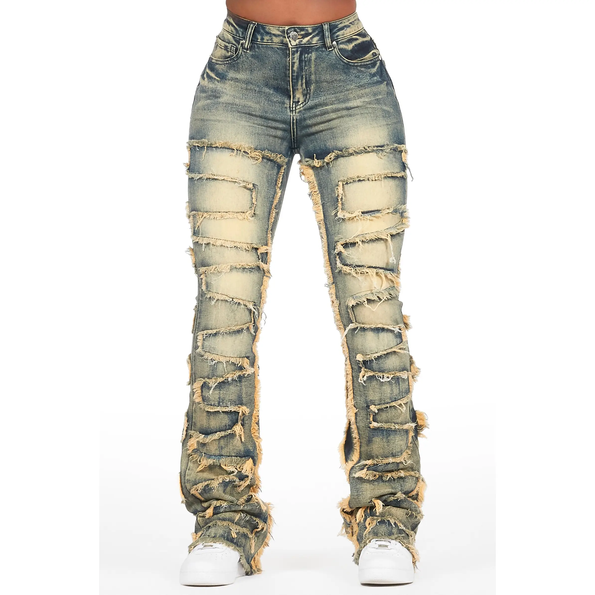Zariyah Tinted Dark Wash Stacked Flare Jean Zariyah Tinted Dark Wash Stacked Flare Jean