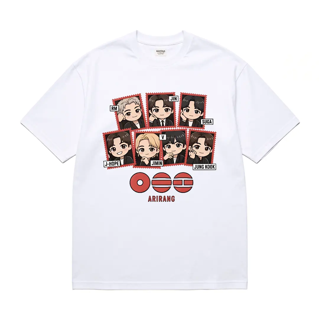 washed cotton Arirang Chibi Boyband Shirt, Kawaii Kpop Group Fan Gift,Retro South Korea Music Shirt,Concert 2026 T-Shirt, Kpop Fan Gift