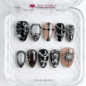 Younique Nails 2025 | HH Studio | Baroque Night | 10PCS 100% Handmade Press-On Nails | Reusable Colorful Art