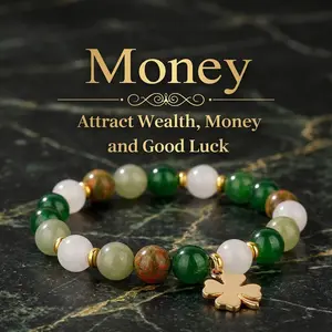 Lucky Money Attraction Bracelet with Green Aventurine & Agate Beads, Wealth Prosperity Bracelet, Elegant Stretch Beaded Jewelry Gift for Women, Summerwins, FathersDayGift summerwins