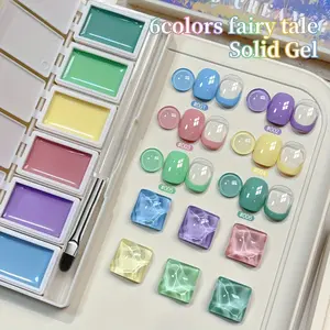 XEIJAYI Six Palaces Grid Meet Fairy Tale Solid Gel + Phototherapy Pen -- Nail Art New Popular Meet Fairy Tale Series Solid Gel 6 Colors, Multifunctional Nail Oil Solid Gel Can Be Patted Gradient Effect, Fashion Salon Nail Art Design Gel Shiny Women's Nail